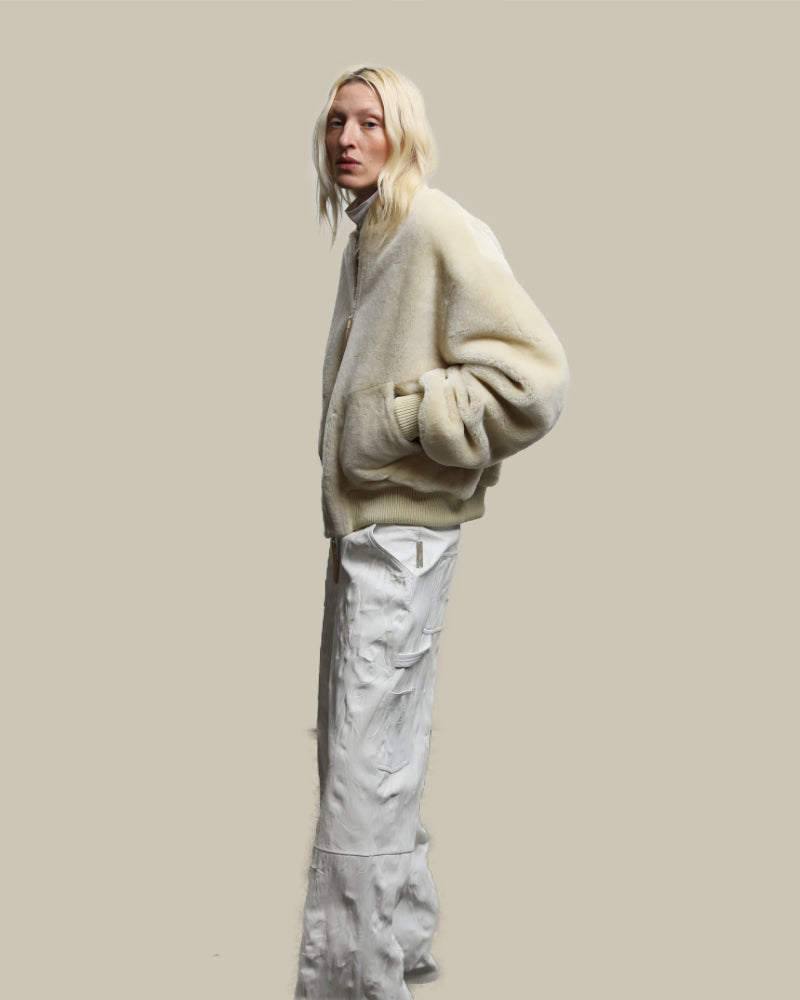 Cream Fur Lined Reversible Bomber