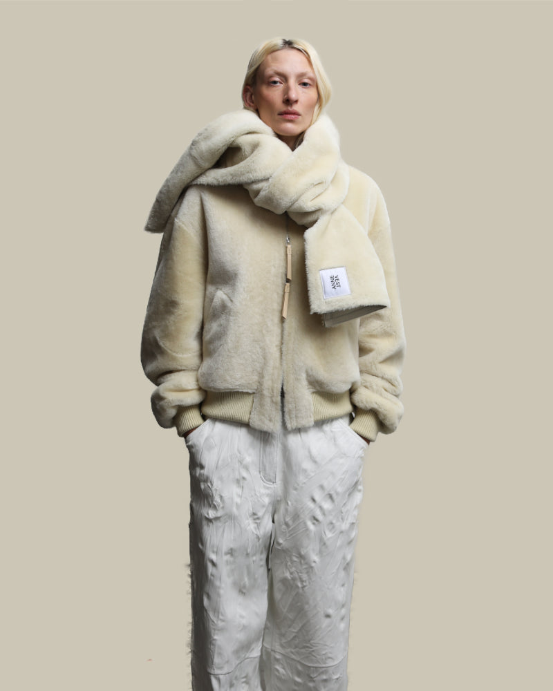 Cream Fur Lined Reversible Bomber