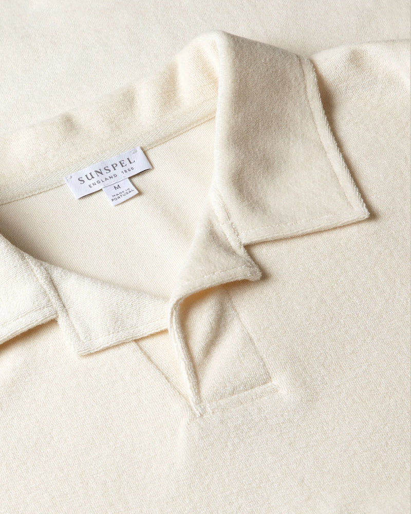 Beige Towelling Skipper Polo
