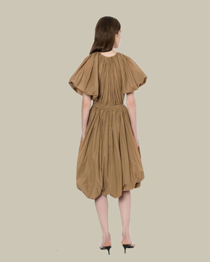 Beige Crinkled Nylon Dress