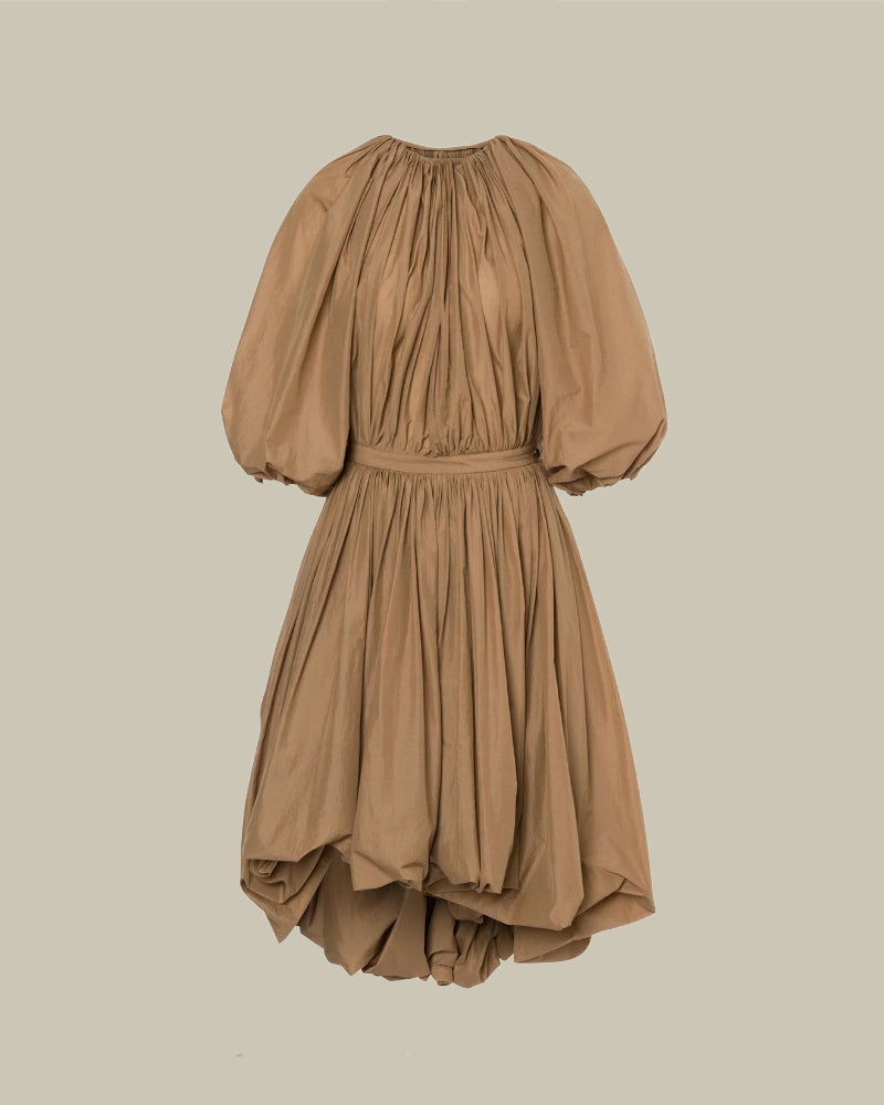Beige Crinkled Nylon Dress