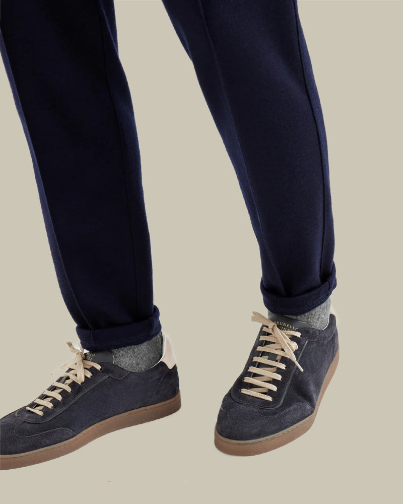 Navy Washed Suede Sneakers