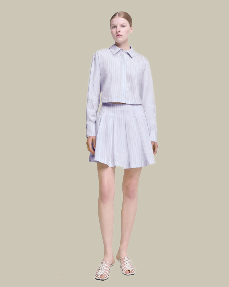 Callas Striped Pleated Mini Dress