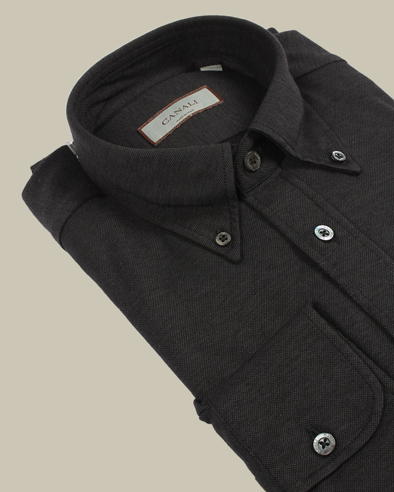 Charcoal Grey Pique Jersey Shirt