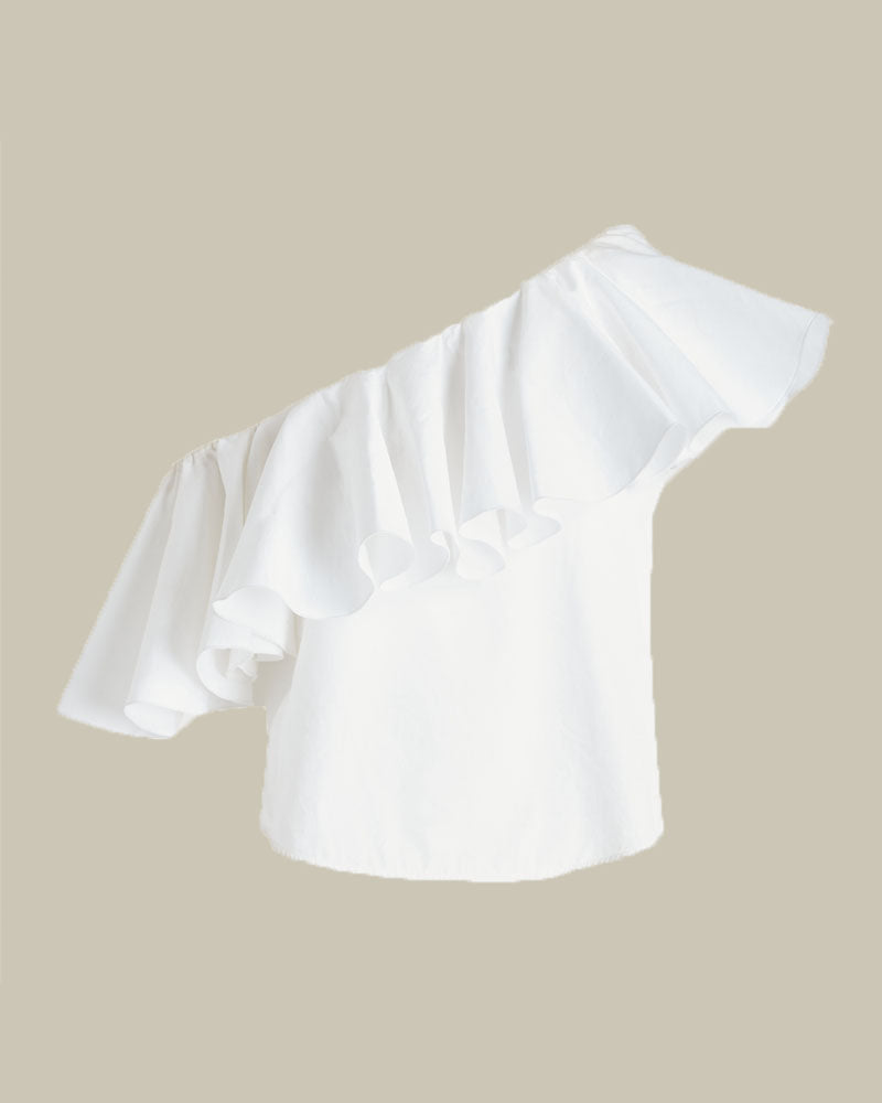 White Rouched Feature Top