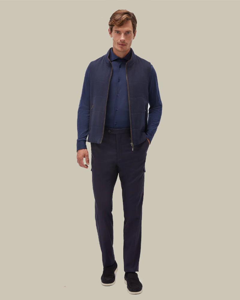 Navy Lightly Padded Cashmere Gilet