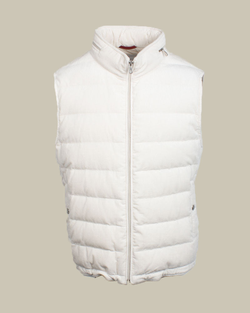 White Corduroy Down Gilet