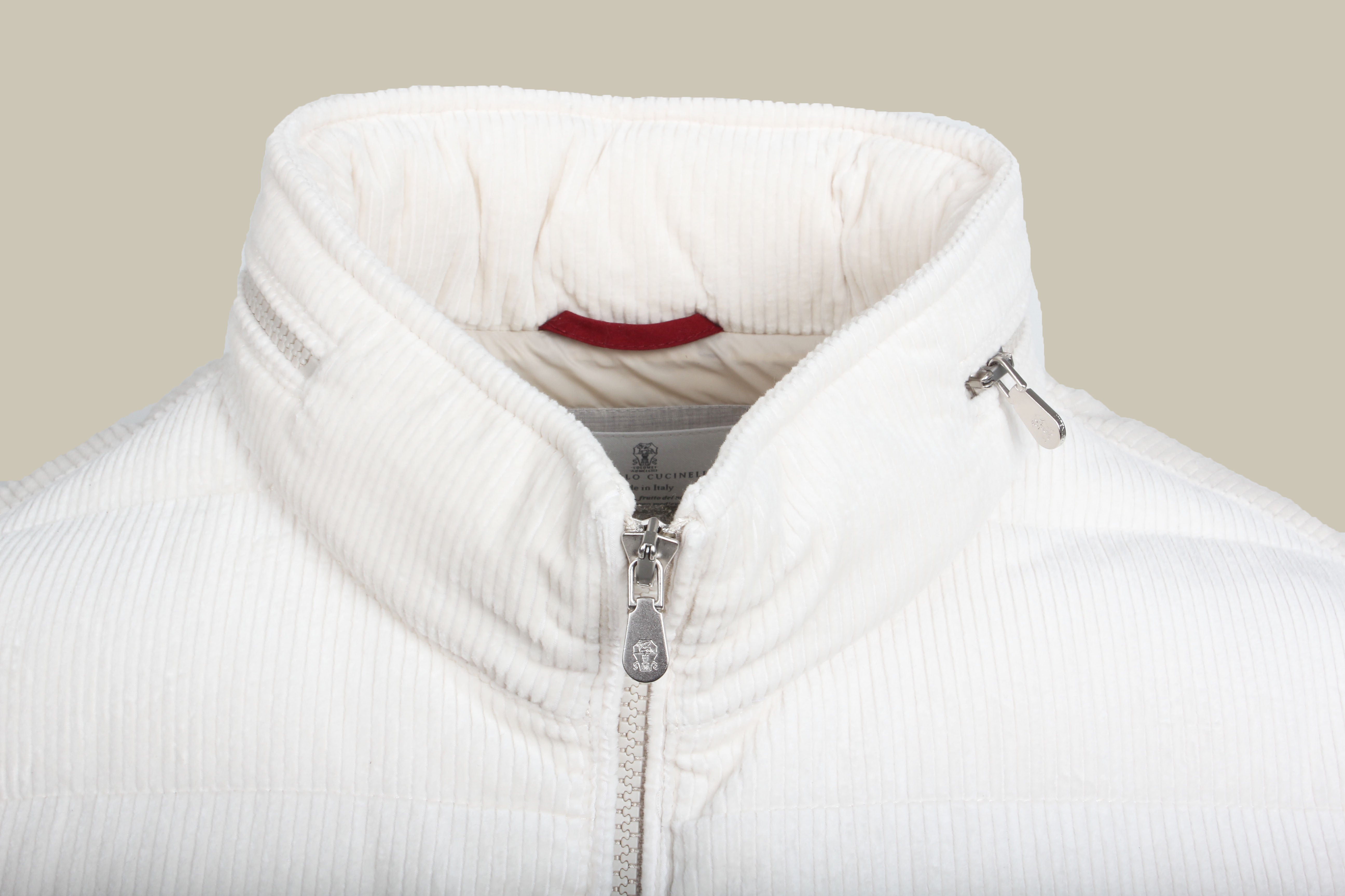 White Corduroy Down Gilet