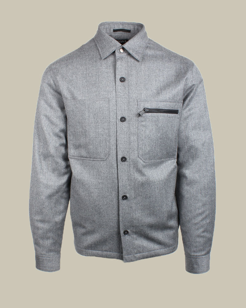 Light Grey Techmerino Lightly Padded Overshirt