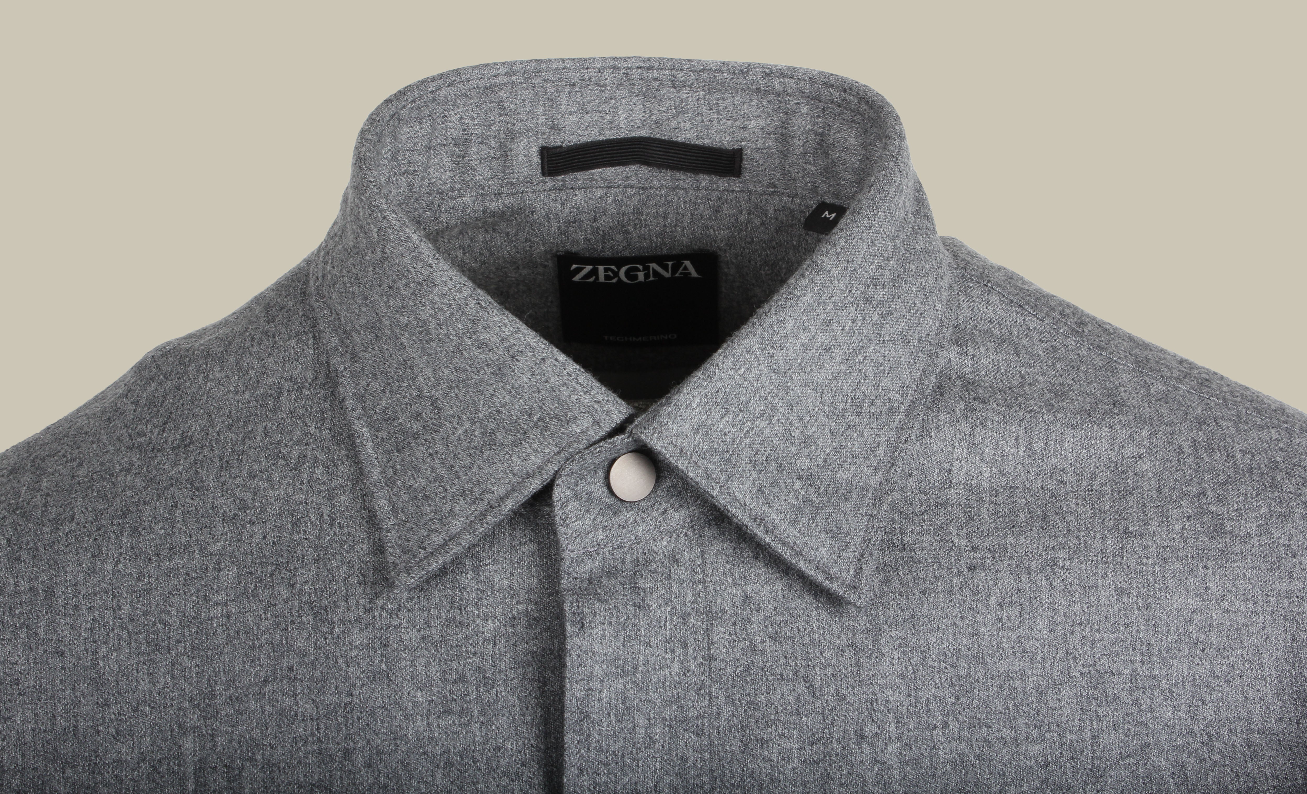 Light Grey Techmerino Lightly Padded Overshirt