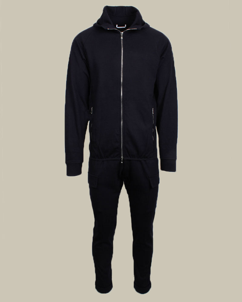 Navy Cashmere Blend Jersey Hooded Twinset