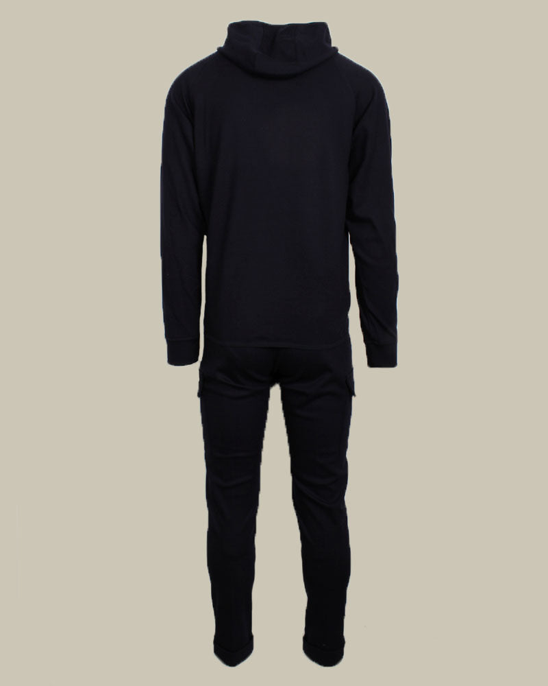 Navy Cashmere Blend Jersey Hooded Twinset