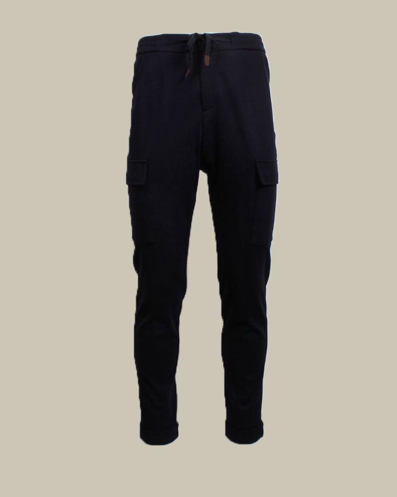 Navy Cashmere Blend Jersey Hooded Twinset