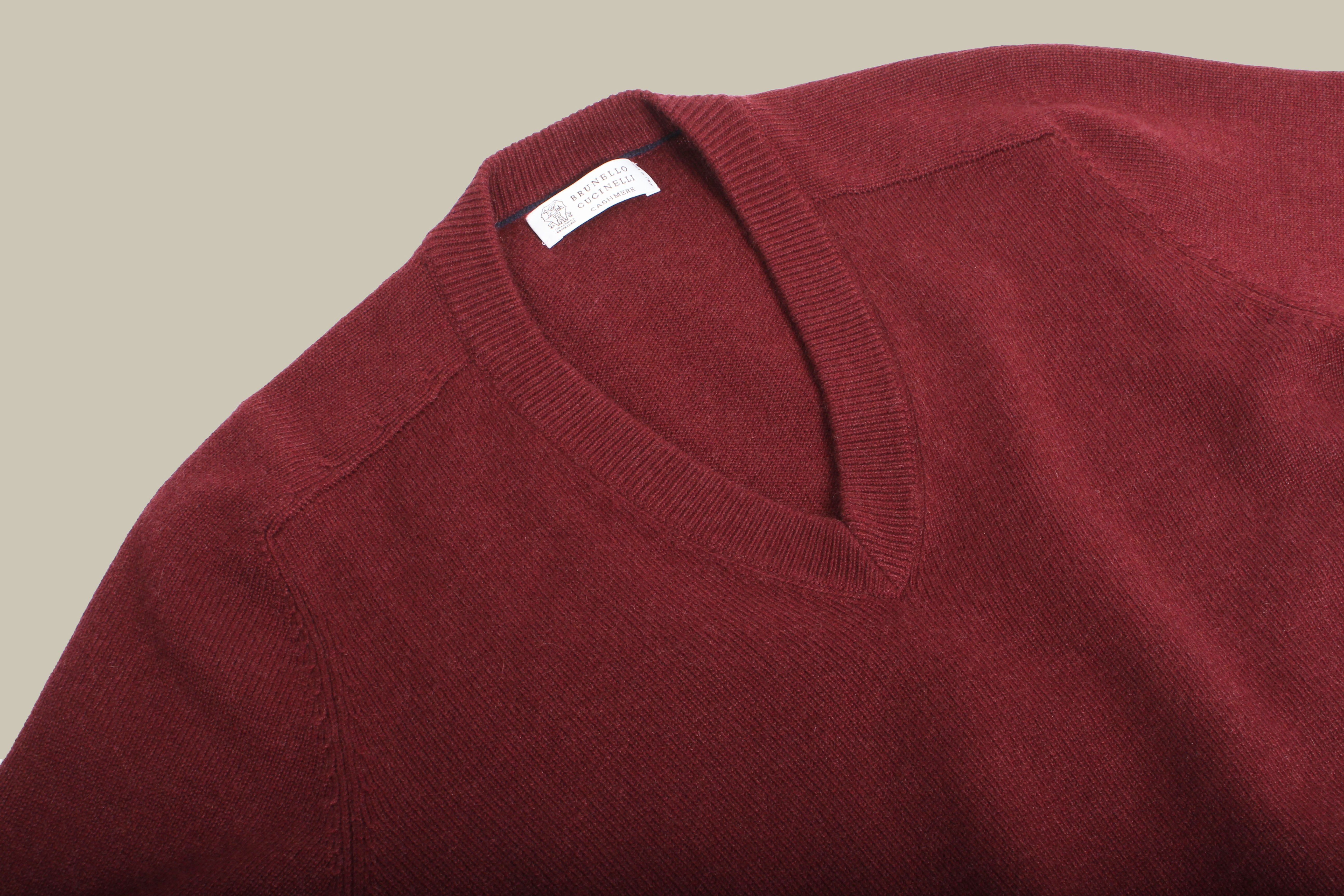 Burgundy Pure Cashmere V Neck