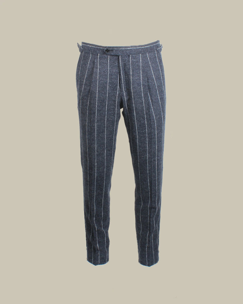 Double Breasted Chalk Stripe Alpaca Blend Suit