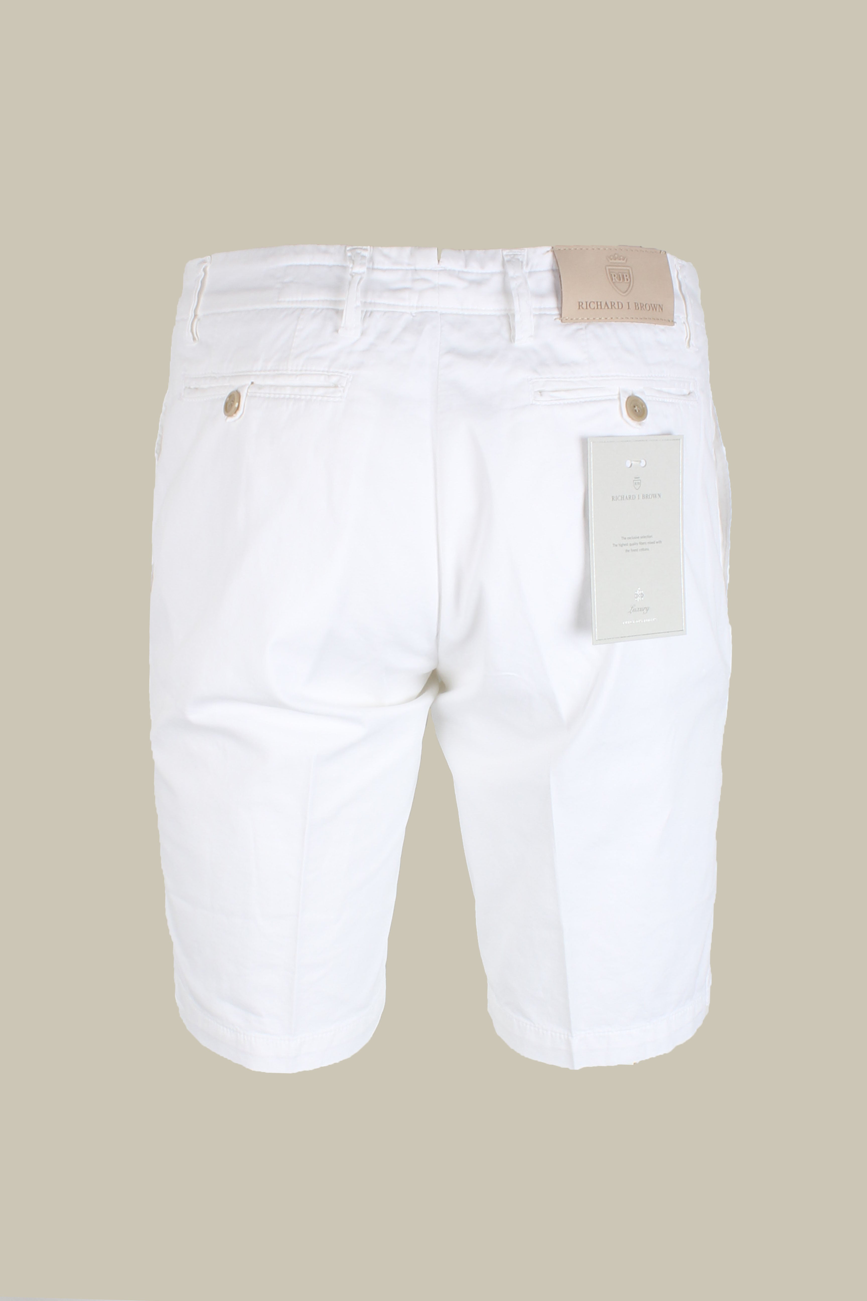 SPARGI Cotton & Silk Blend Stretch Shorts White