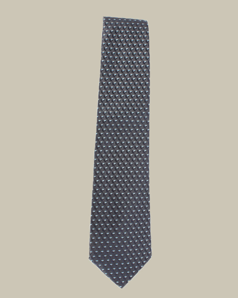 Blue Geometric Pattern Silk Tie