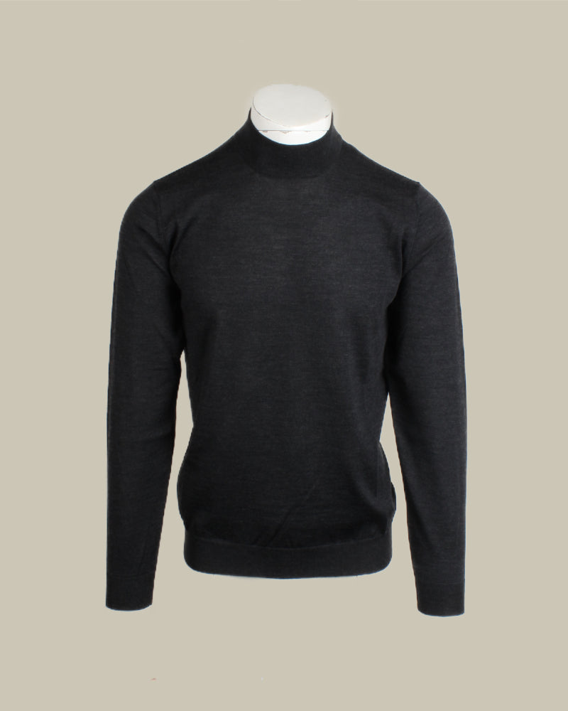 Charcoal Virgin Wool Mock Neck