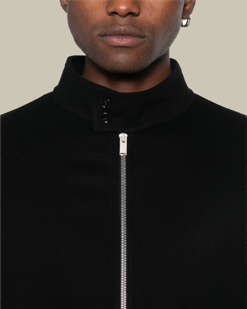 Black Virgin Wool Harrington Jacket