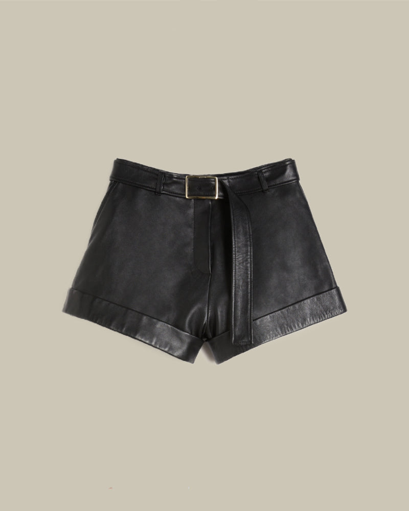 Black Leather Bermuda Shorts