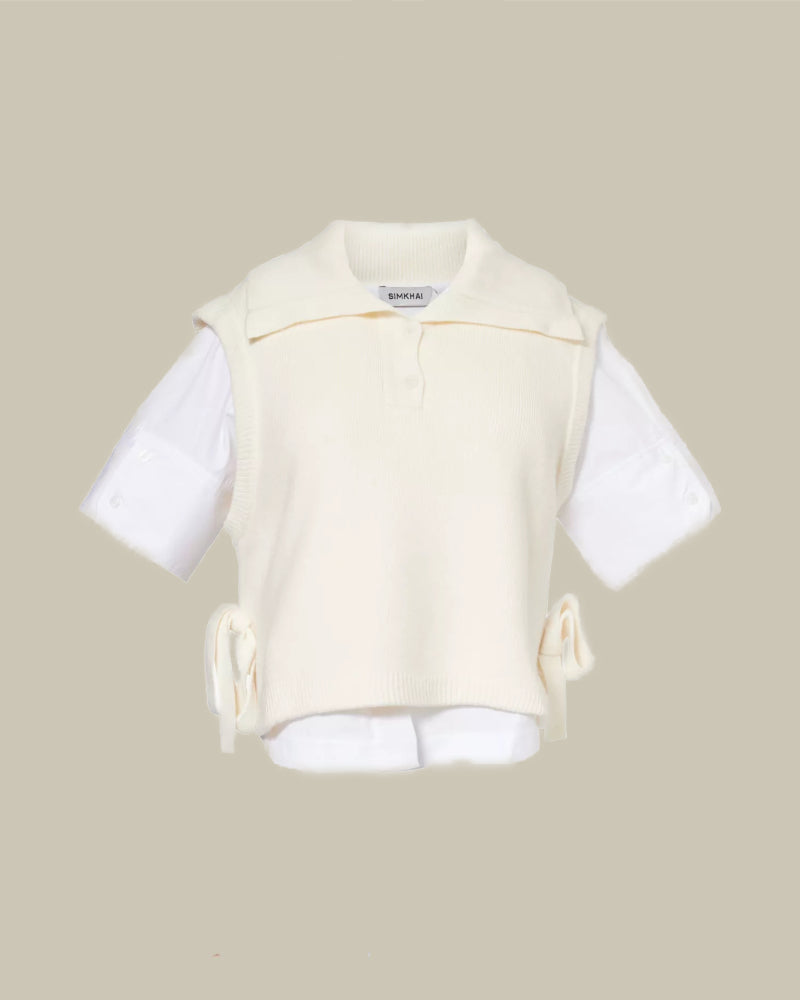 Leanna Ivory V Neck Knit Top