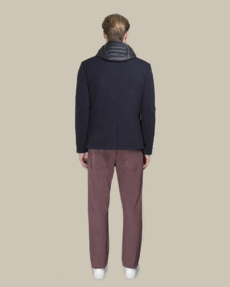 BELLOTTO Navy Cashmere Blend Knit Down Blazer