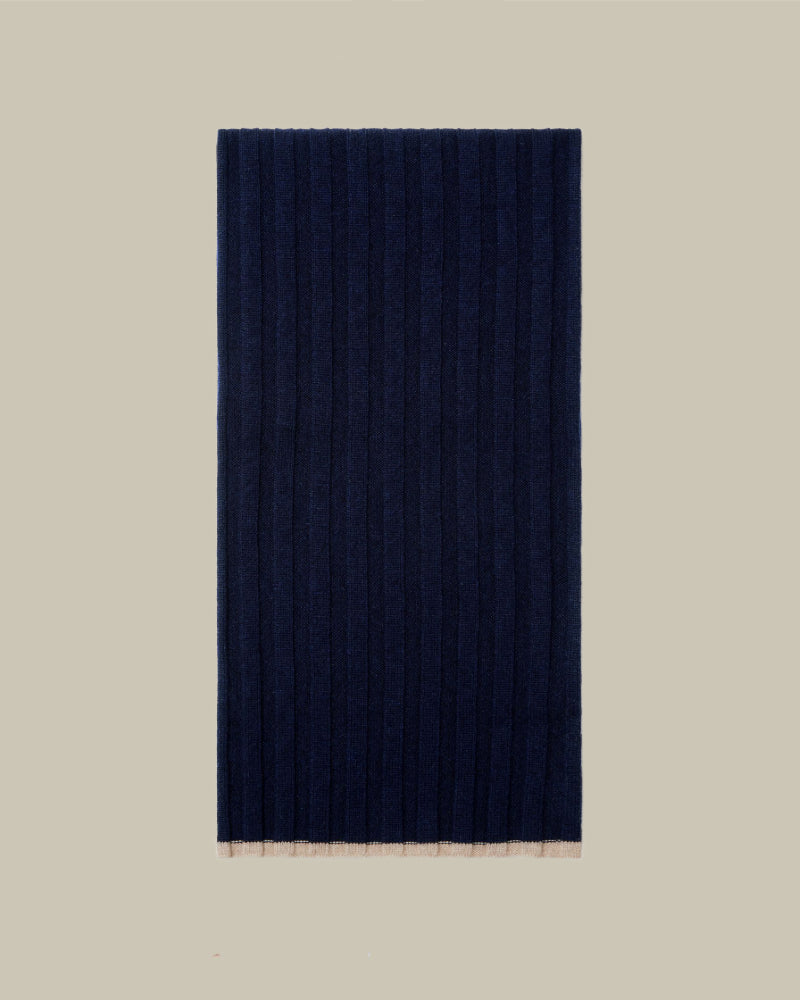 Navy Pure Cashmere Cable Knit Scarf