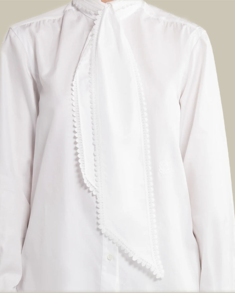 Ivory Lace Stand Collar Shirt