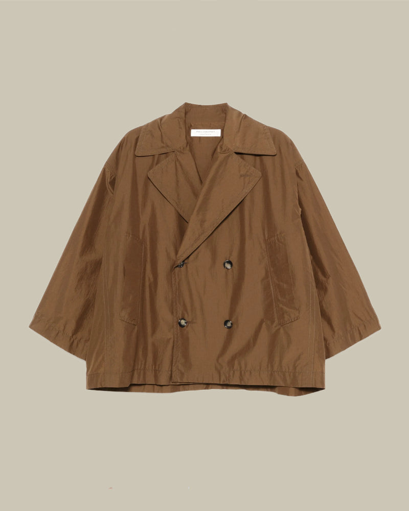 Brown Crinkled Trench Jacket