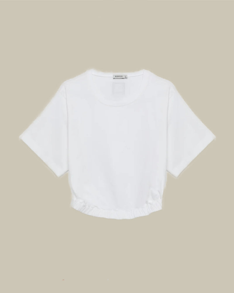 White JoJo Short Sleeved Cropped T Shirt