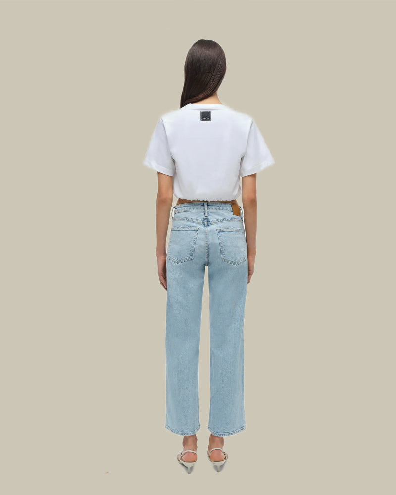 White JoJo Short Sleeved Cropped T Shirt