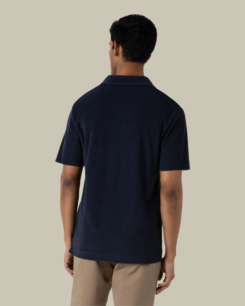 Navy Towelling Skipper Polo