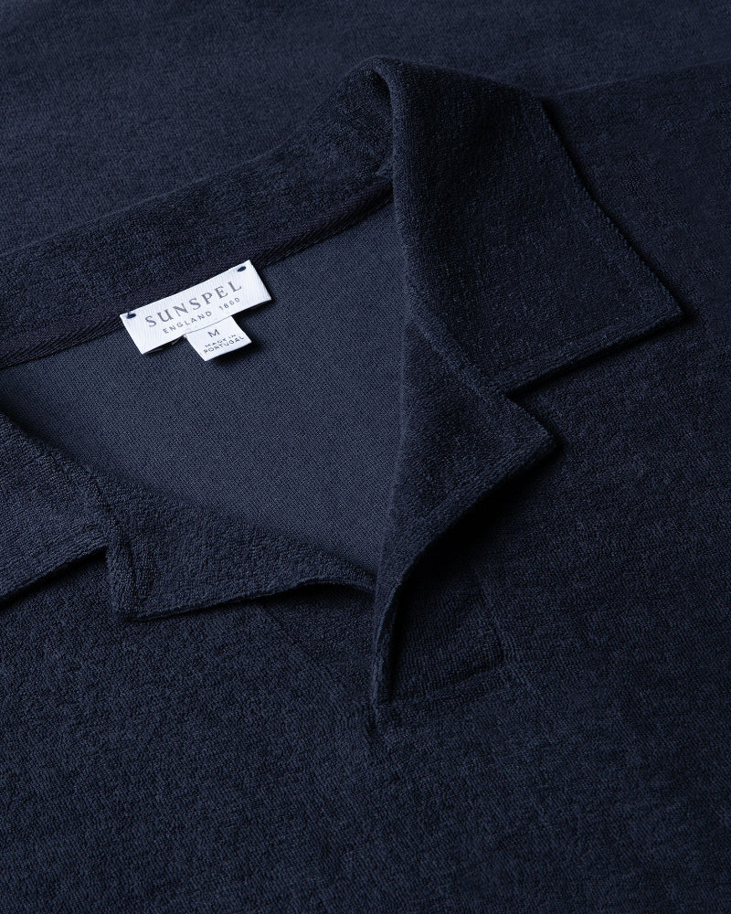 Navy Towelling Skipper Polo