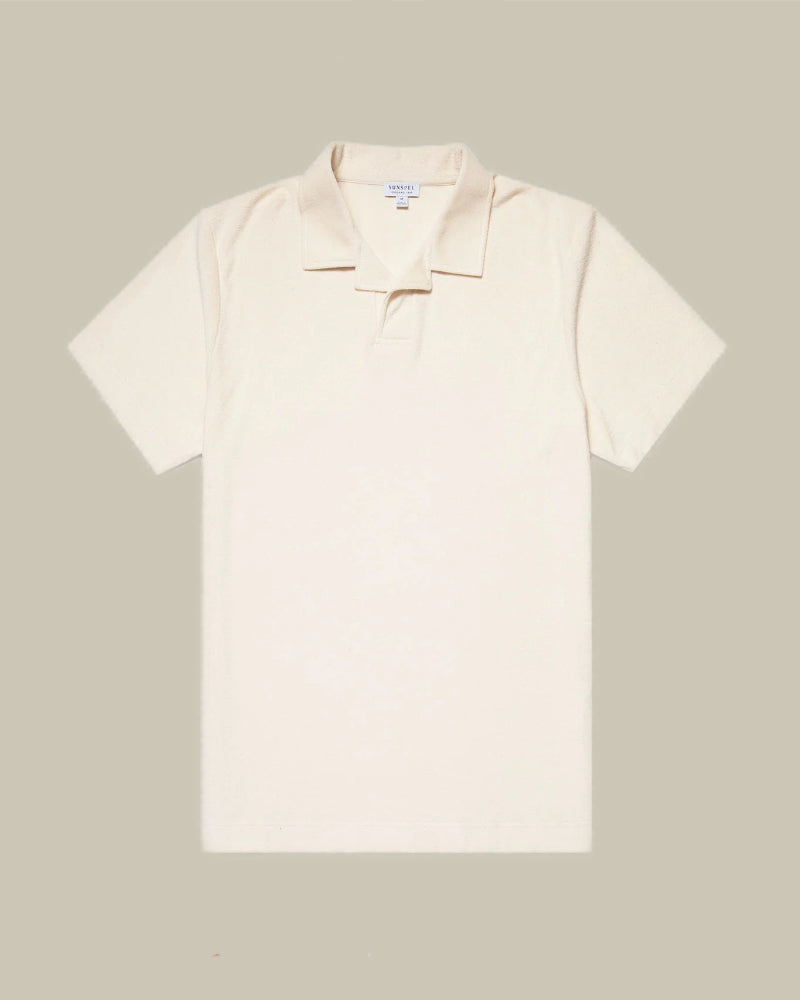 Beige Towelling Skipper Polo