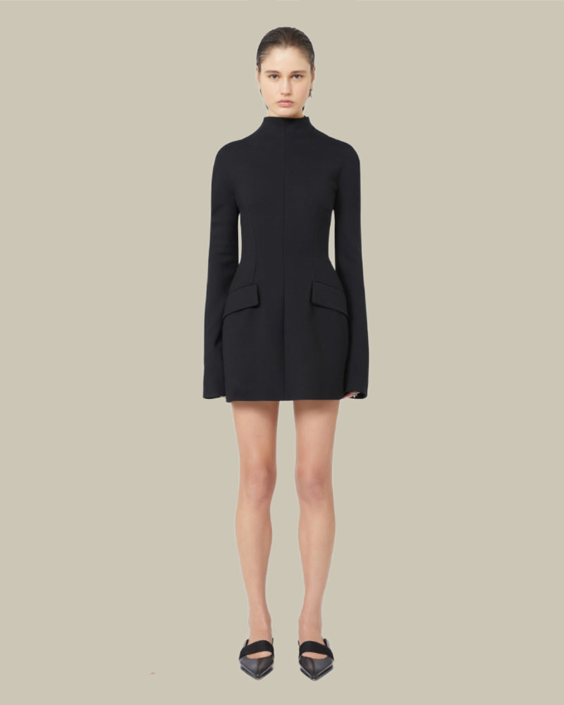 Tefrite Black Wool Blend Blazer Dress