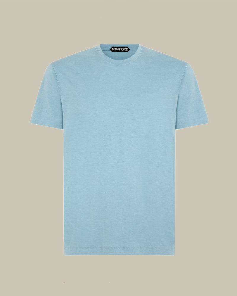 Sky Blue Lyocell Cotton Crew Neck T-Shirt