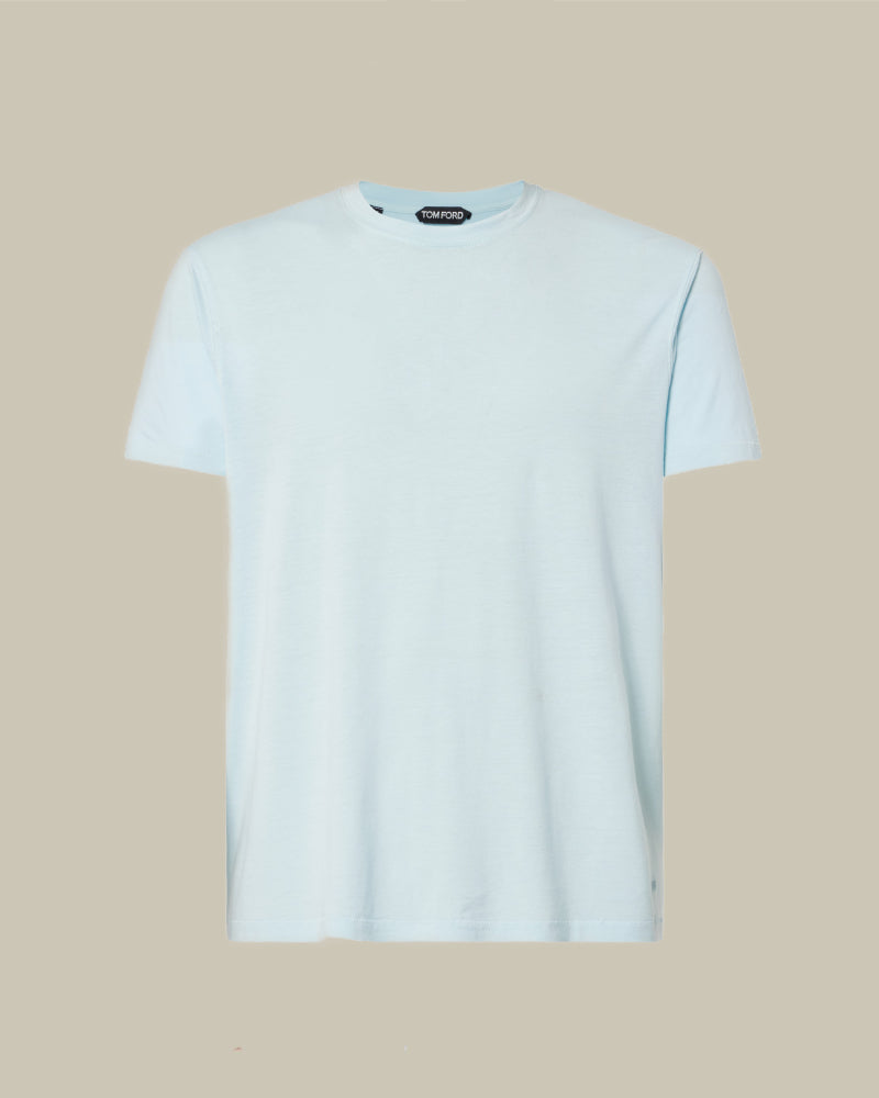 Glass Blue Lyocell Cotton T Shirt