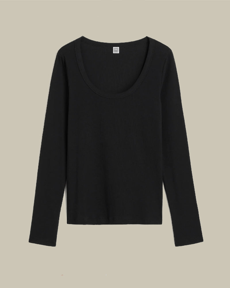 Classic Rib Knit Top Black