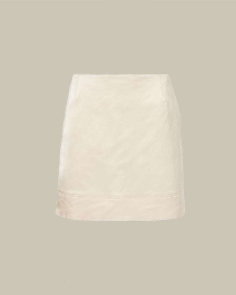 Crepe Mini Skirt Ecru