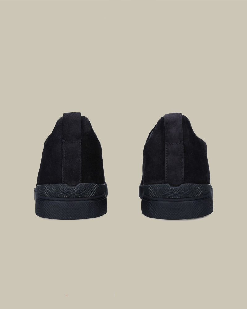 Navy Tonal Suede Triple Stitch Sneakers