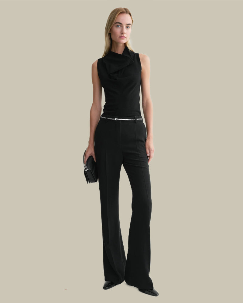 Flared Evening Trousers Black