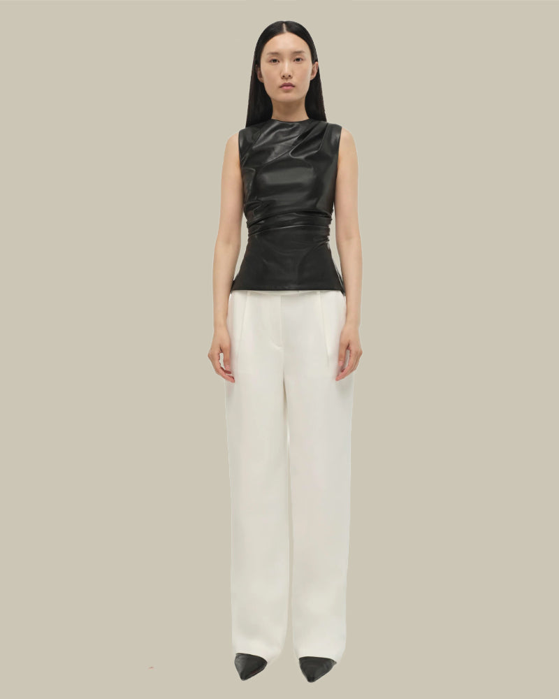 Wynter Black Sleeveless Draped Top