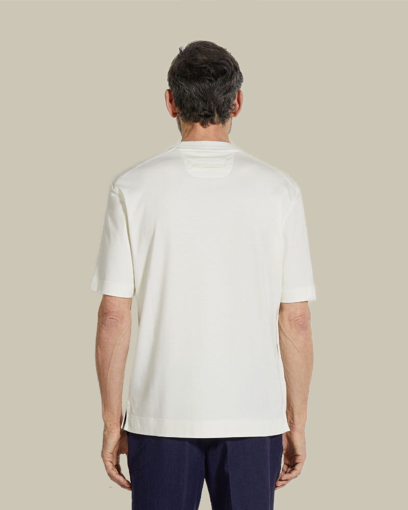 Off White Cotton & Silk T Shirt