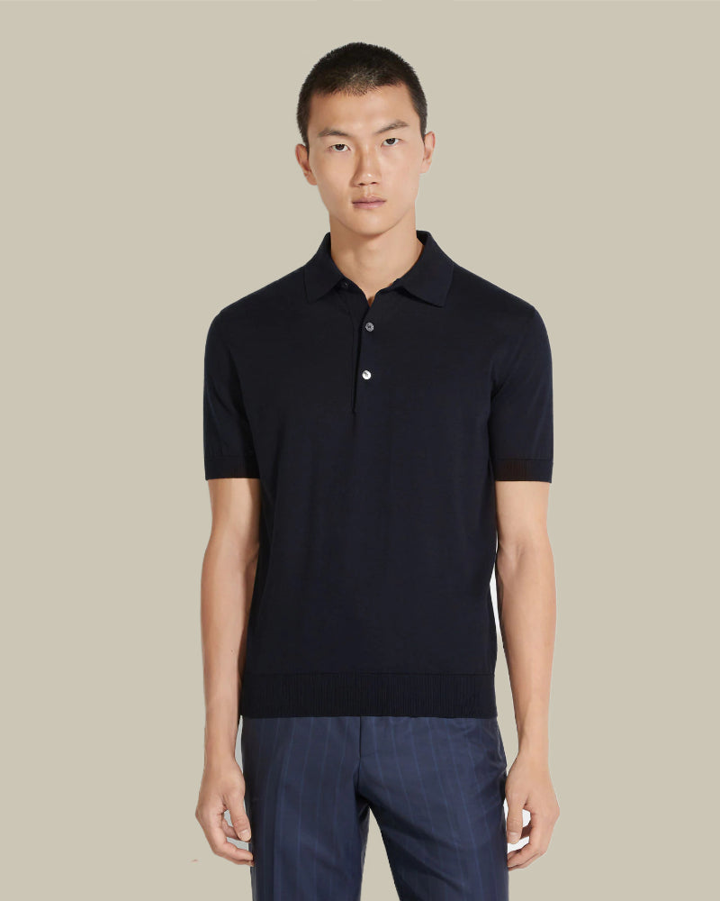 Navy Short Sleeve Premium Cotton Polo