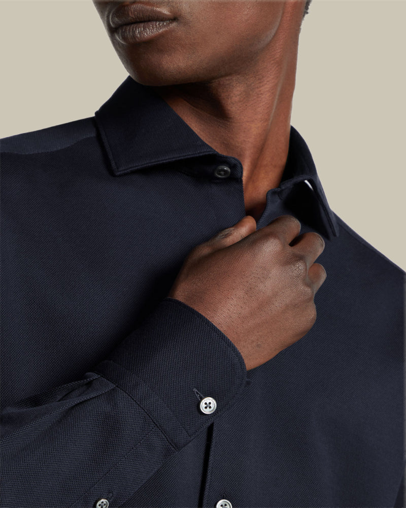 Navy Pure Cotton Jersey Shirt