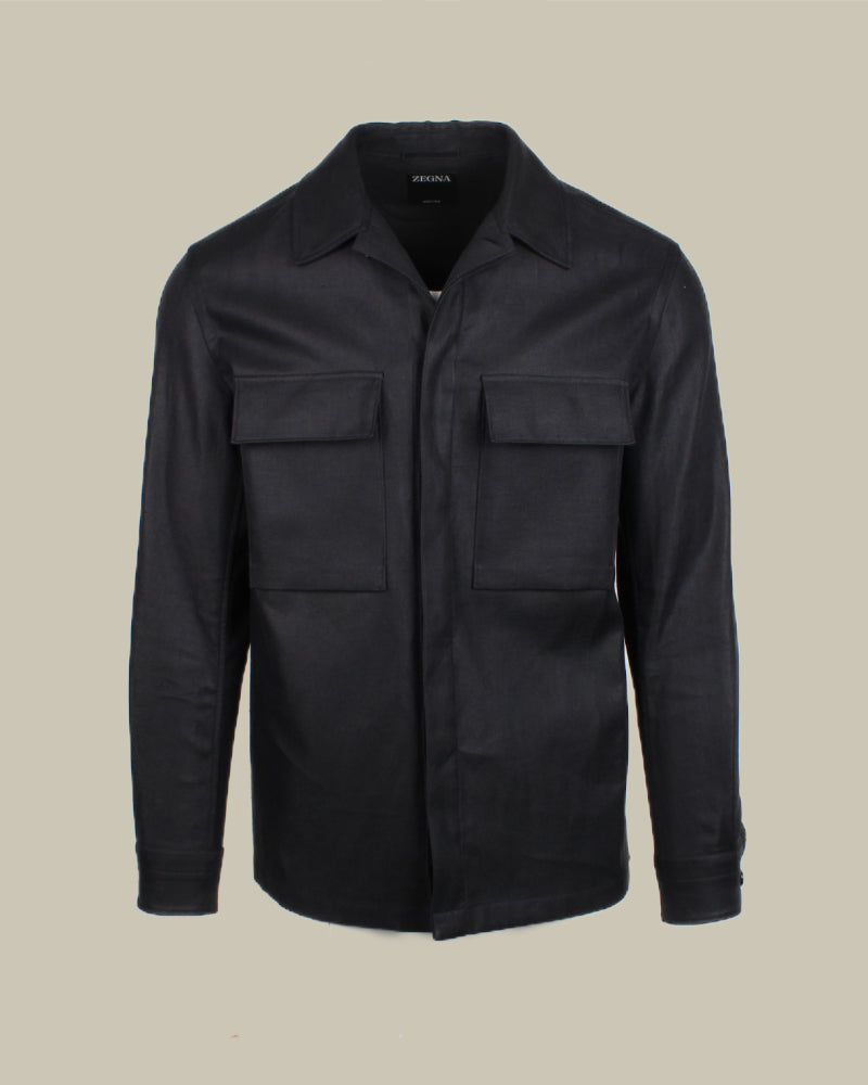 Oasi Linen Black Overshirt