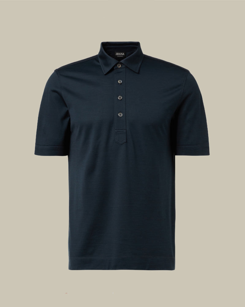Teal Leggerissimo Cotton and Silk Polo Shirt