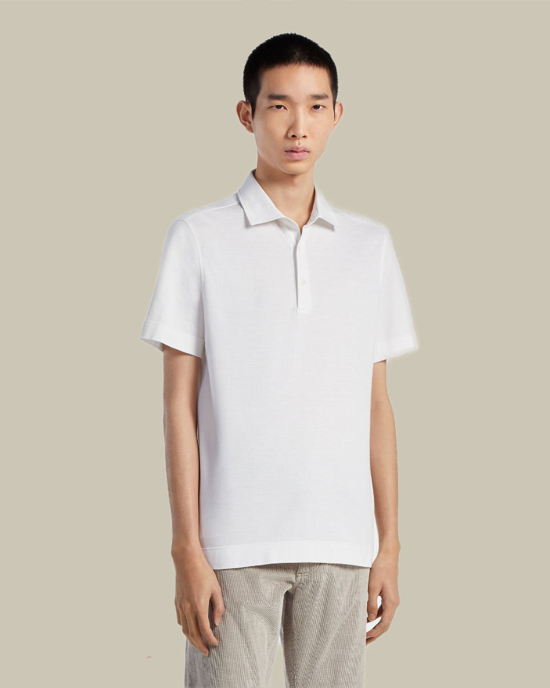 Cotton and Silk Polo White
