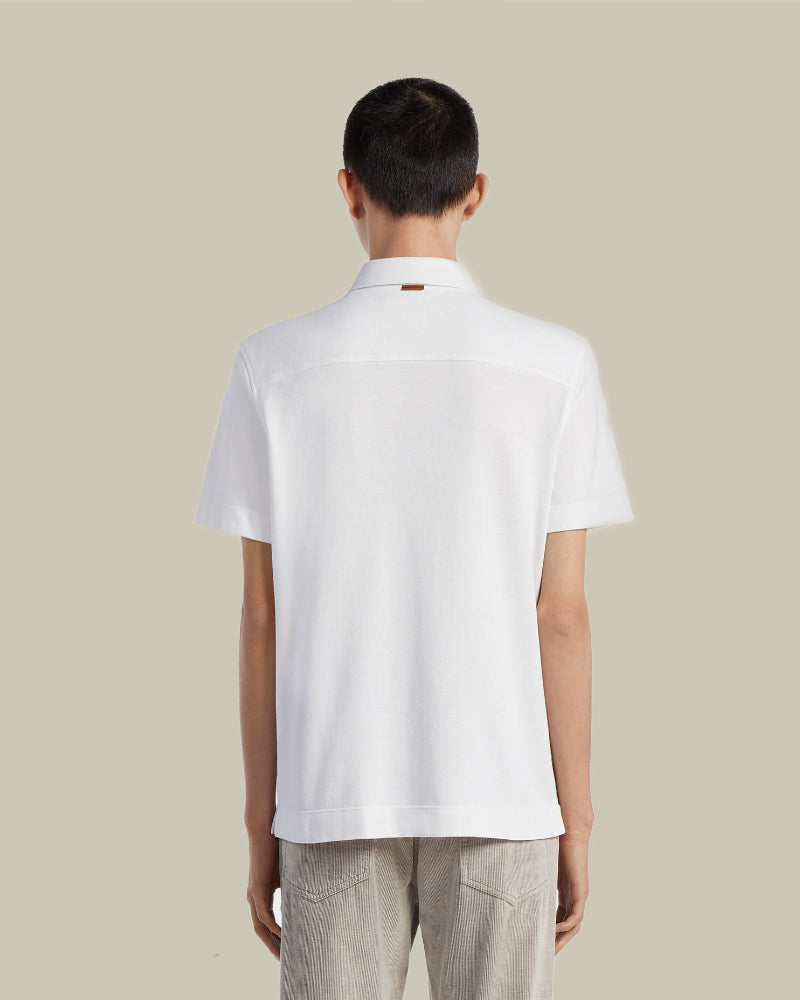 Cotton and Silk Polo White
