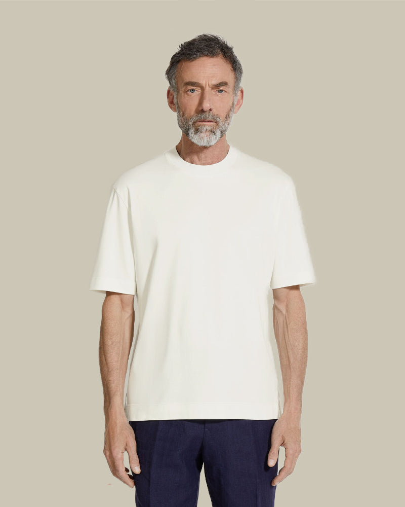 Off White Cotton & Silk T Shirt